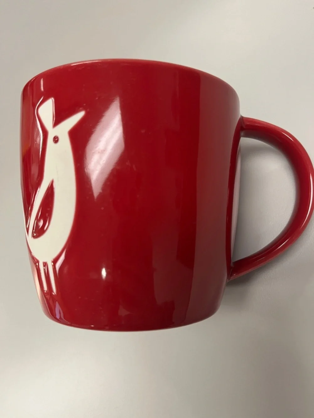 Starbucks 2011 Red Ceramic Mug with White Bird Graphic
